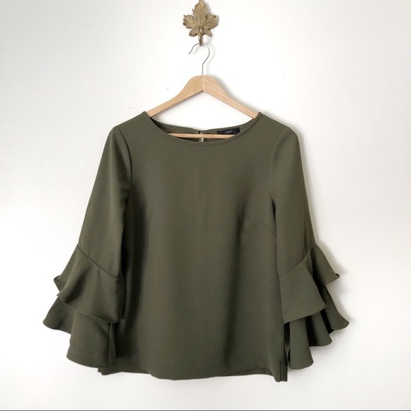 J. Crew Tops - J. Crew Lana Bell tiered sleeves top green size 4